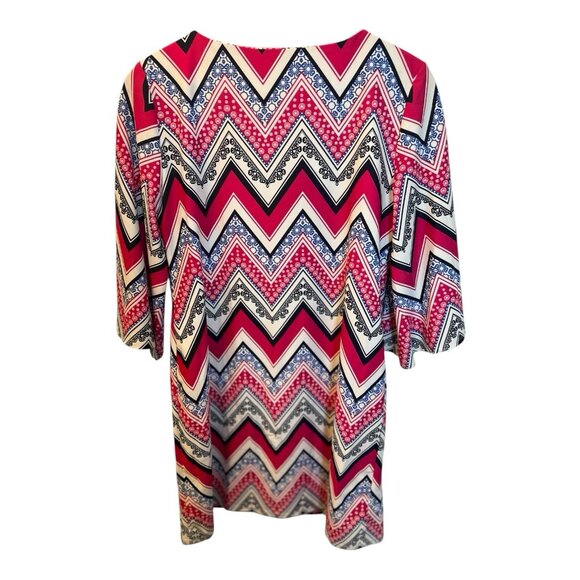 Jude Connally Bree Shift Dress Jude Cloth Zig Zag Berry Size XS 3/4 Sleeves - Picture 3 of 5